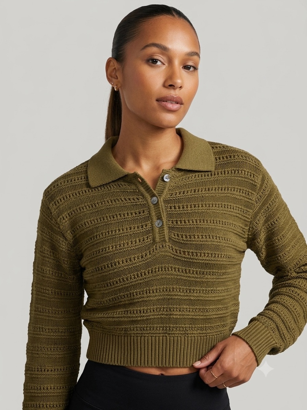 VTG Democracy Textured Open Front Jacket Olive Brown Rayon Tencel Blend Sz S